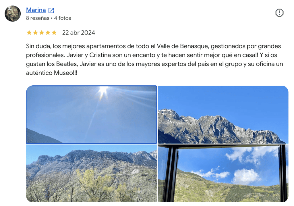cliente feliz de alquiler vacacionalmente en benasque
